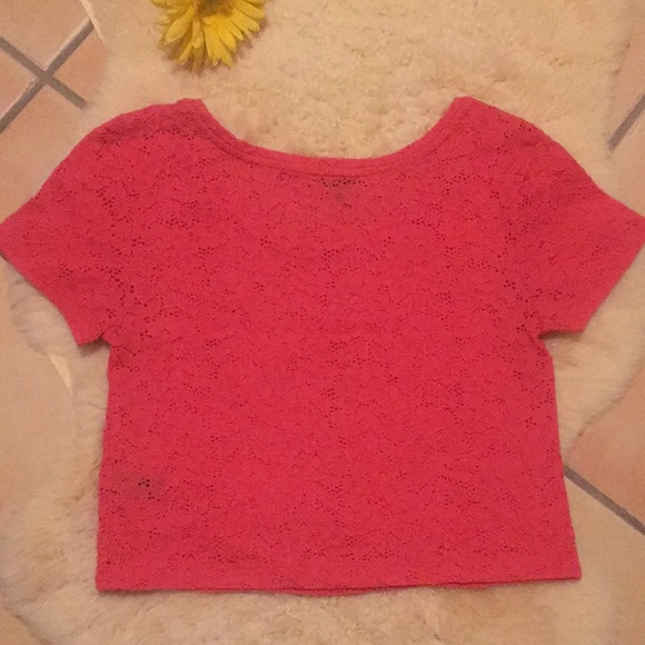 Pink/ Coral Express Floral Lace Top - Picture 5 of 7